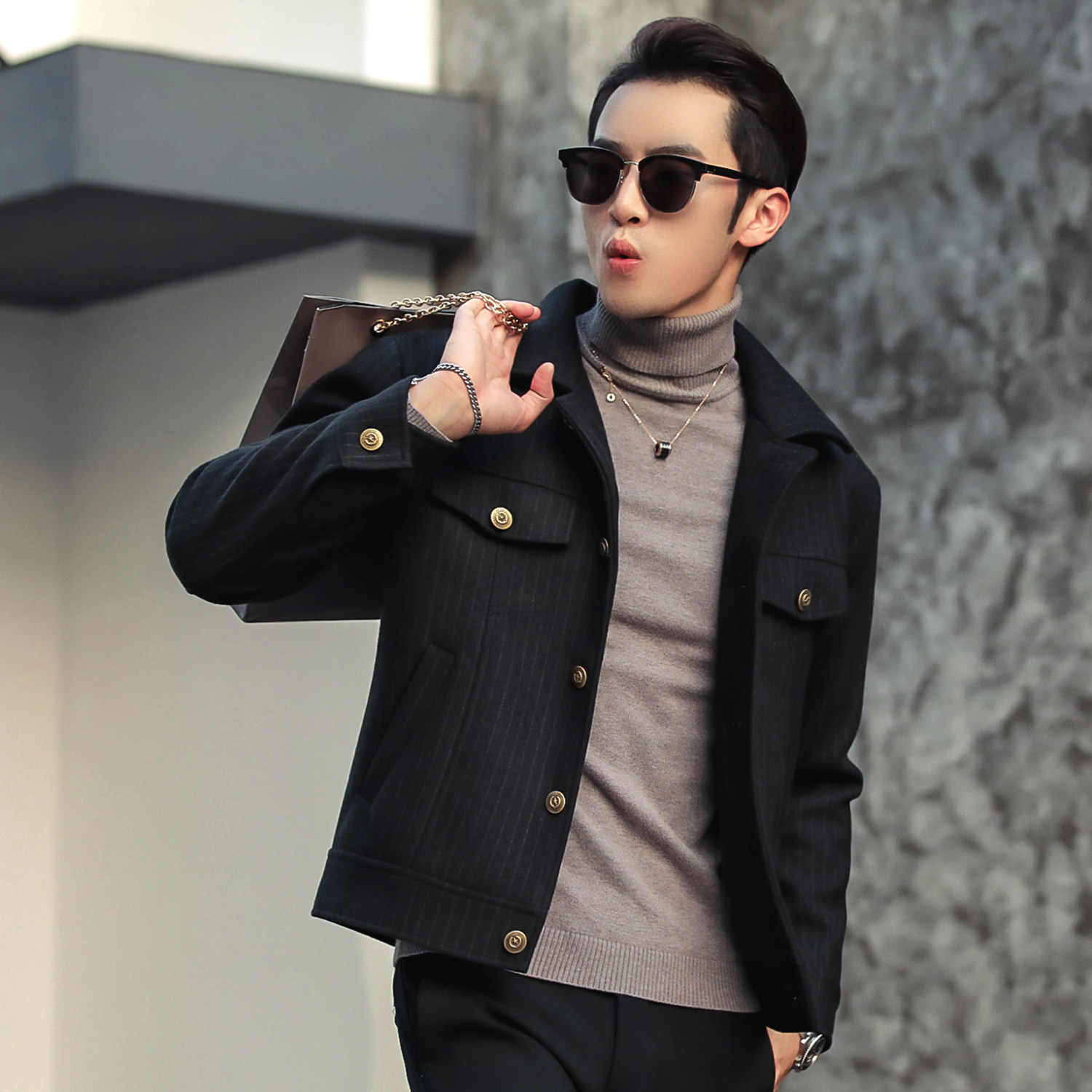 特价男士毛呢外套短款 青年