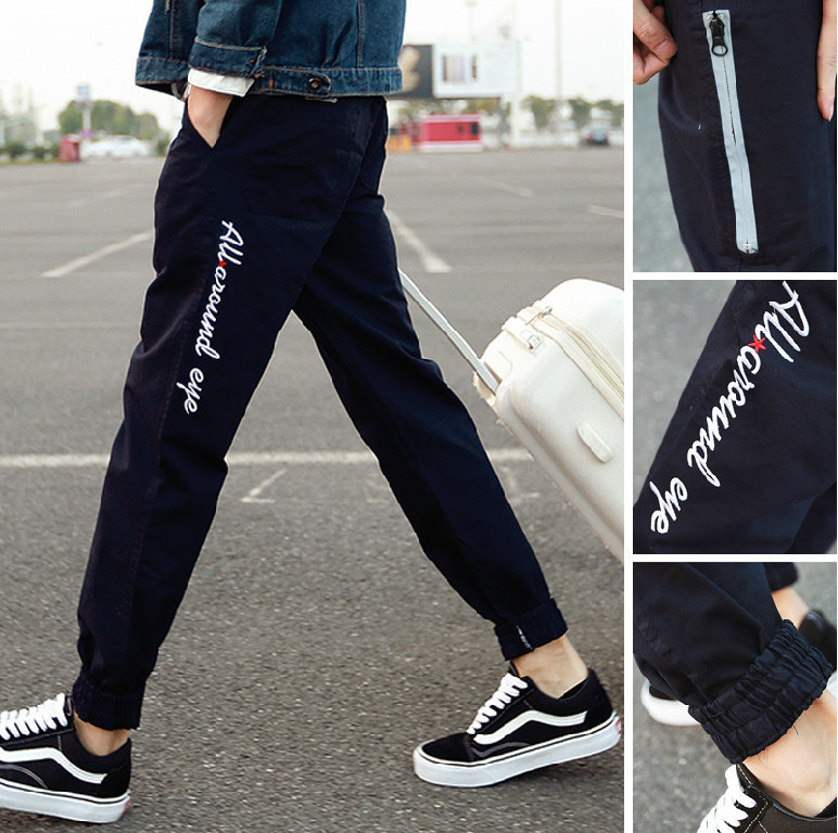 2019 Autumn Teenagers junior middle school student boy Sports pants Self cultivation Haren pants Ninth pants leisure time Ankle banded pantsin the Men's clothing, Casual pants category - from Buy2taobao.com to provide professional Taobao agent buy service