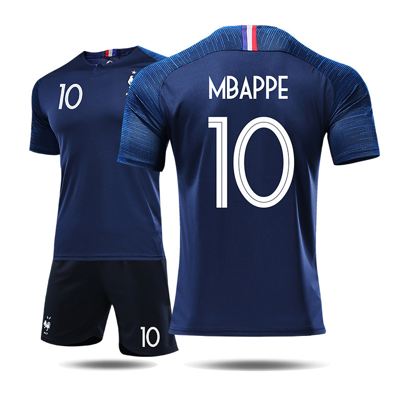 法国队球衣2018世界杯国家队主客场儿童足球服姆巴佩10号队服定制
