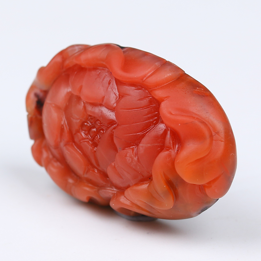 11.24克 【富贵牡丹】精品 精雕包浆原皮南红玛瑙牡丹雕件