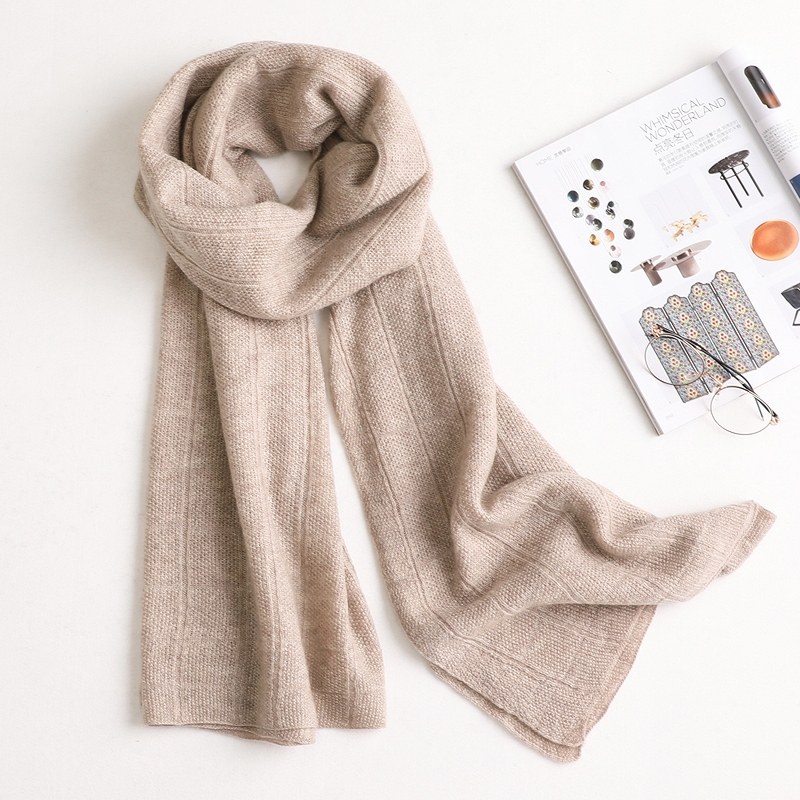 羊毛围巾男女冬季薄款纯色羊绒针织格子百搭保暖毛线围脖披肩穿搭