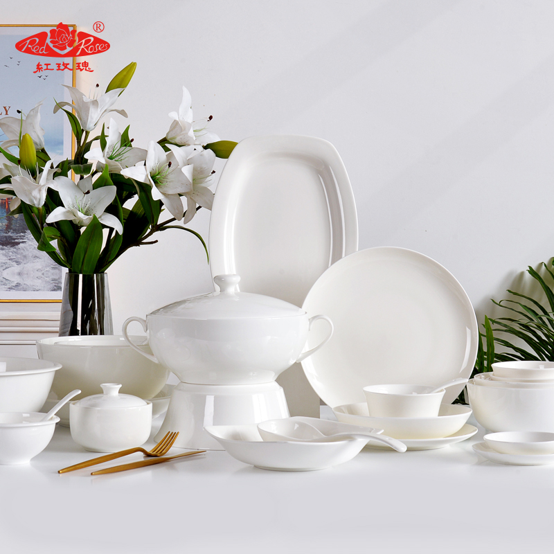 唐山红玫瑰洗碗机适用高档纯白骨瓷餐具家用陶瓷餐具中式碗碟盘子在类目 餐饮具, 餐具, 定制餐具, 家用瓷器中 - 来自Buy2taobao.com提供专业的淘宝代购服务