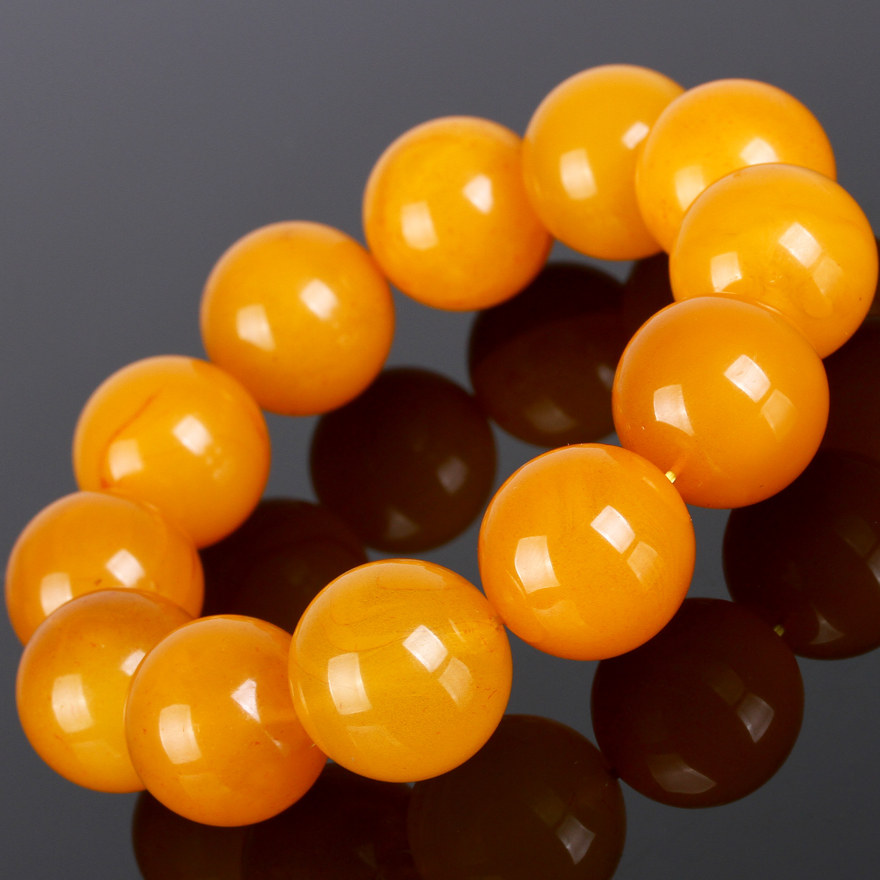 56.06克 20mm 大直径精品鸡油黄蜜蜡大手链