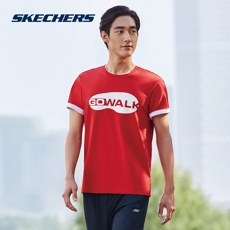Skechers斯凯奇2019新款情侣款男字母印花圆领短袖T恤 P319M039|ruв категории спортивный костюм/досуг одежды, фитнес - одежды, аэробика костюм - от Buy2taobao.com для оказания профессиональной услуги покупки агента Taobao