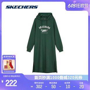 Skechers斯凯奇夏季女子连帽卫衣连衣裙休闲运动时尚百搭宽松舒适