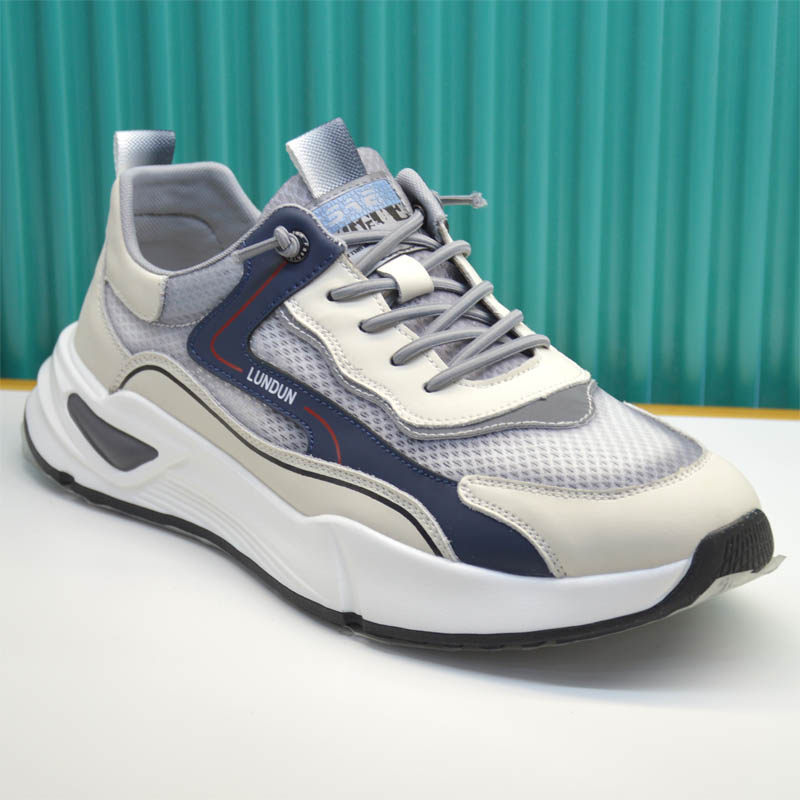 佰纳男鞋2022新款春季老爹运动鞋百搭夏天透气拼色休闲鞋网面软底