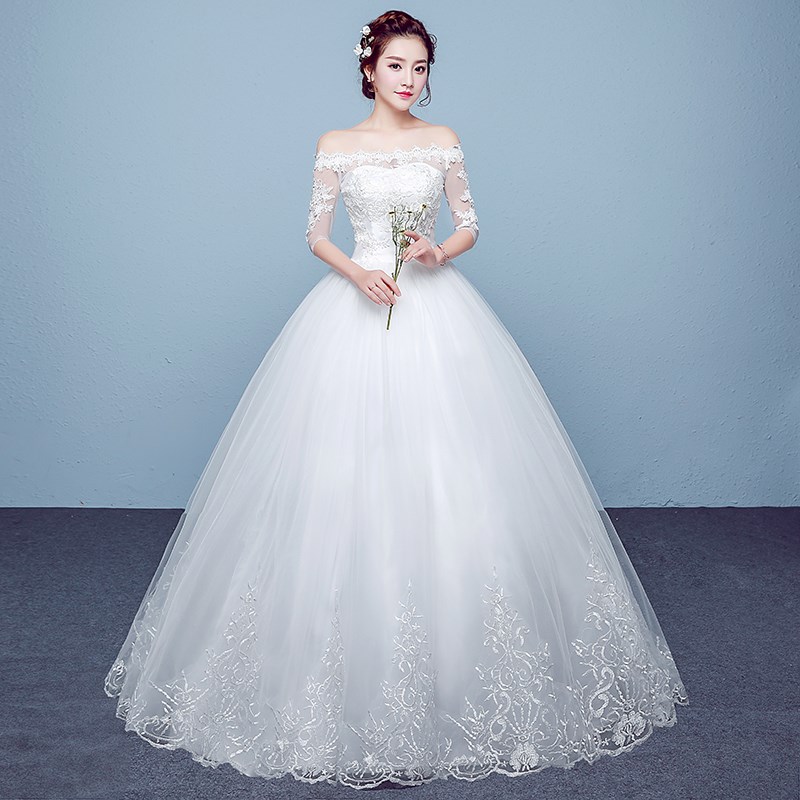 2018新款新娘结婚婚纱中袖韩版绑带齐地婚纱修身显瘦唯美花边齐地|ruв категории Женская одежда, Cвадебные платья, свадебное платье - от Buy2taobao.com для оказания профессиональной услуги покупки агента Taobao