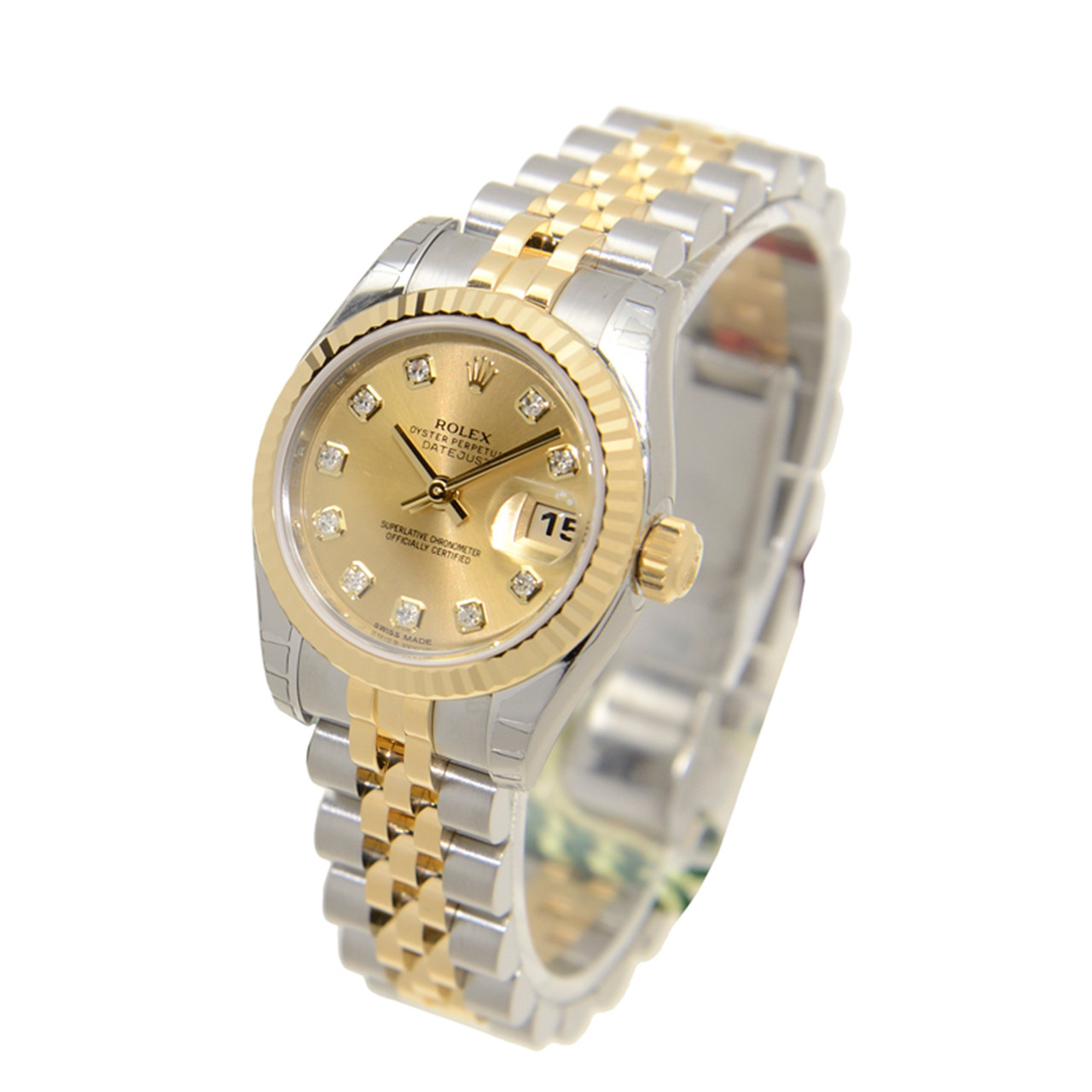 【9.9新】劳力士日志型 179173 金色镶钻 自动机械女表