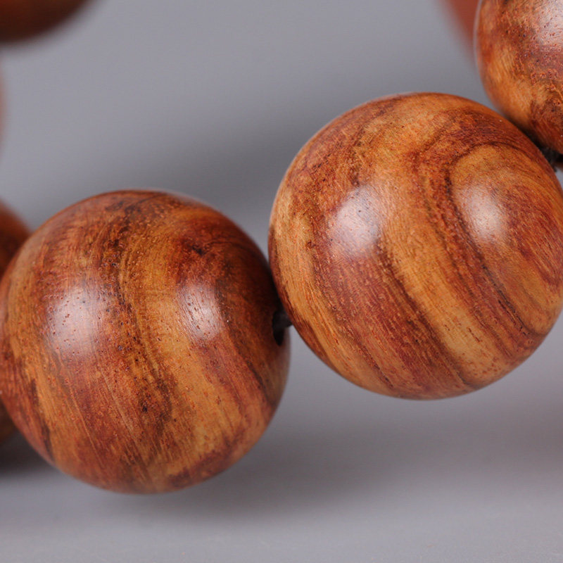 黄花梨佛珠 虎皮纹 纹理顺 花纹绚丽 降香黄檀 19.3mm 36g