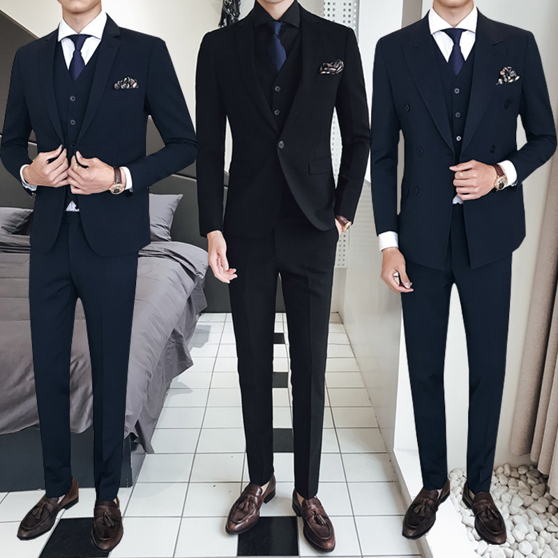 男士休闲西装三件套