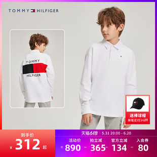 TOMMY儿童装2024春季新品儿童长袖t恤男童Polo衫大童打底衫上衣潮