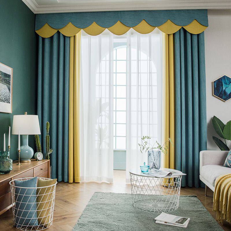 客厅卧室飘窗撞色窗帘遮光北欧风格现代简约成品高档大气轻奢清新