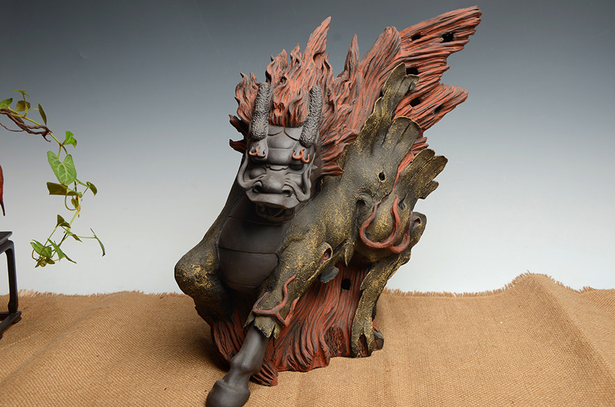 宜兴紫砂雕塑名家 沈益新《火麒麟》