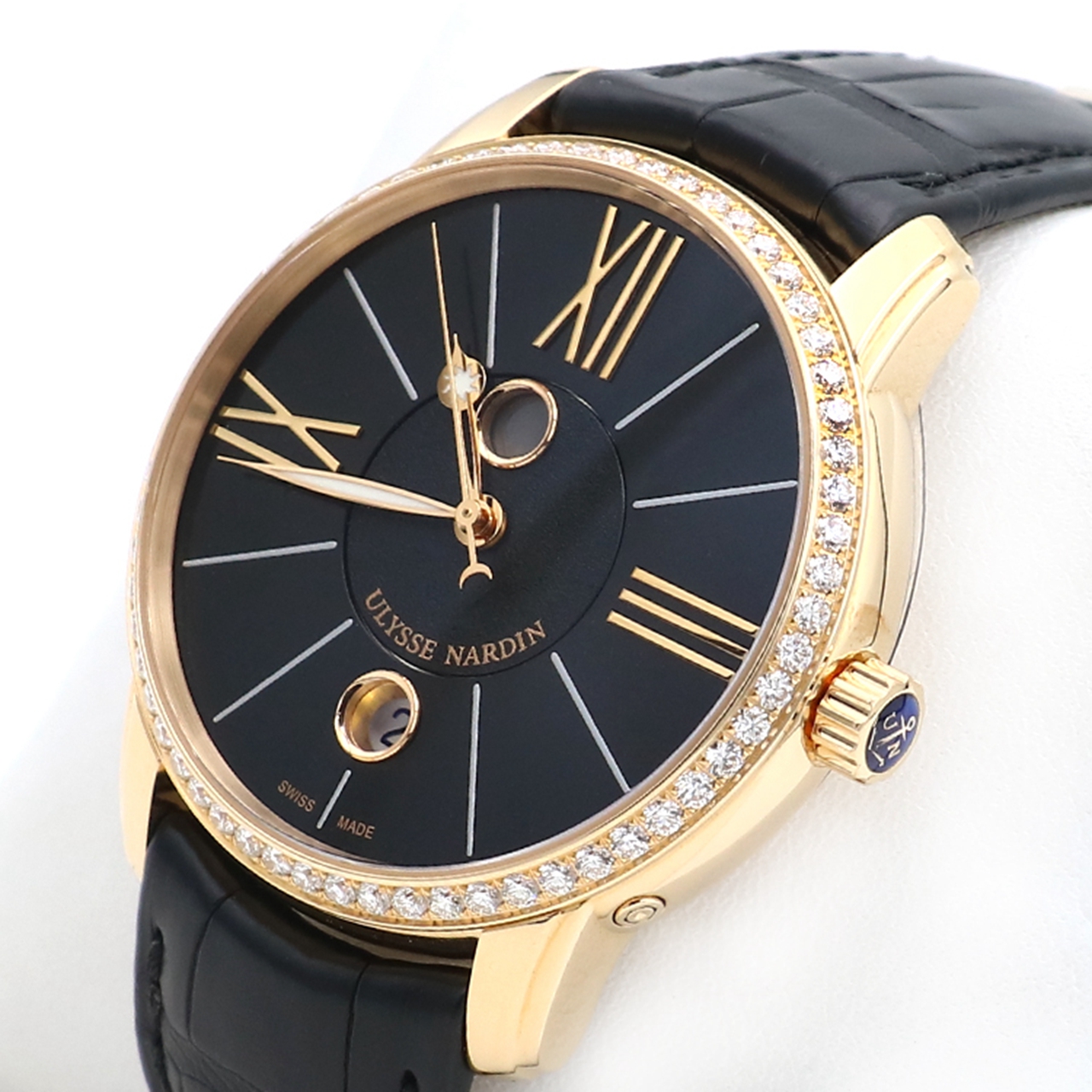 [9.9新]编号14雅典鎏金系列18k玫瑰金镶钻自动机械男表d021