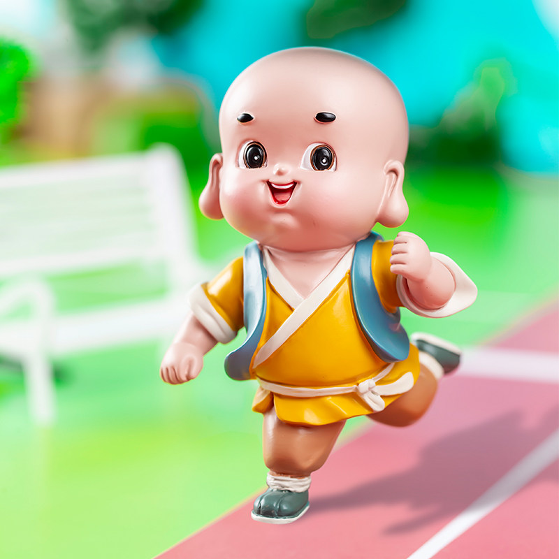 卡通可爱运动小沙弥功夫和尚摆件车内车载饰品运动会纪念生日礼品