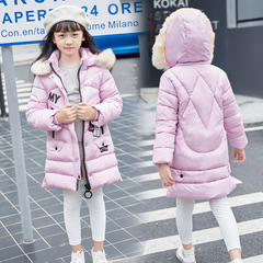 童装女童棉衣2016新款冬季装中长款外套中大儿童加厚毛领棉袄棉服
