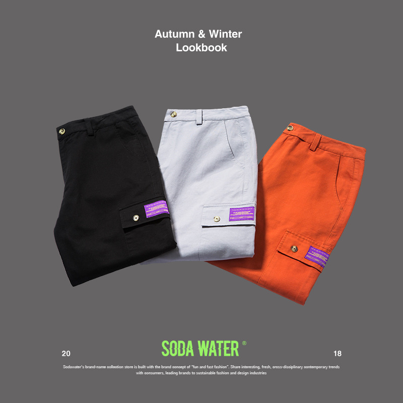 SODA WATER Guochao Autumn Simplicity three-dimensional pocket men and women trousers Mosaic Casual pants Overalls 0901in the Men's clothing, Casual pants category - from Buy2taobao.com to provide professional Taobao agent buy service