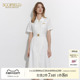 Scofield女装白色短袖优雅通勤工装裙法式收腰长裙2024夏季新款