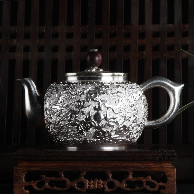 联合国工艺大师 寸发标亲制 双龙戏珠茶壶摆件送老公送父亲佳品