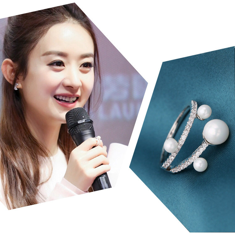 特价乘风破浪赵丽颖同款戒指_珍珠戒指女明星赵丽颖同款食指戒指简约