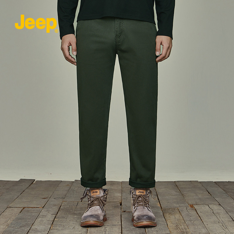 jeep吉普男装2021秋冬长裤时尚微弹中年直筒简约百搭商务休闲裤