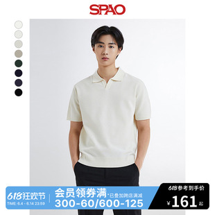 SPAO韩国同款2024年春夏新款男士时尚休闲翻领短袖毛衣SPKWE25M05