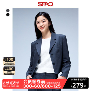 SPAO韩国同款2024年春季新款女士商务短款西服夹克外套SPJKE23W02