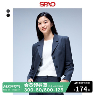 SPAO韩国同款2024年春季新款女士商务短款西服夹克外套SPJKE23W02