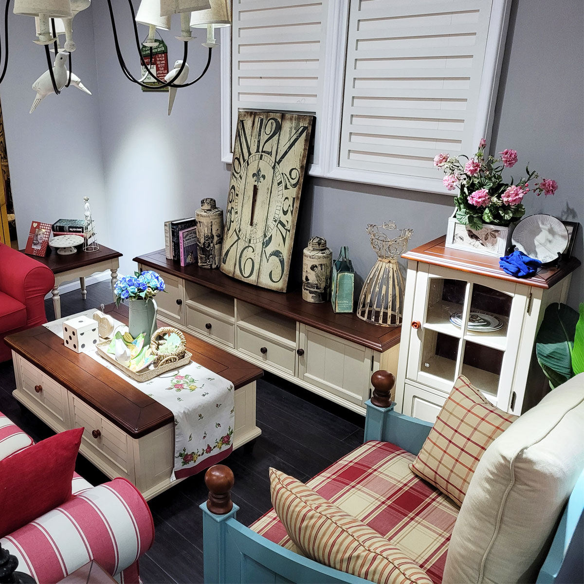 加州旅馆 比邻乡村美式风格家具 地中海art风格客厅 全实木电视柜