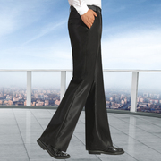2021 new black silk shiny wide-leg trousers men's autumn trend drape straight casual flared pants