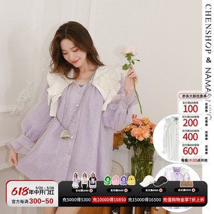 CHENSHOP设计师NAMAS MIYO娃娃领长袖衬衫连衣裙甜美春夏新品