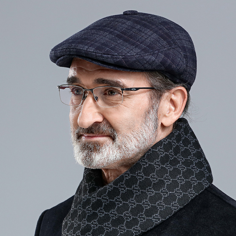 贝雷帽男中年冬季_秋冬天中老年人鸭舌帽毛呢帽子男士中年冬季老人帽