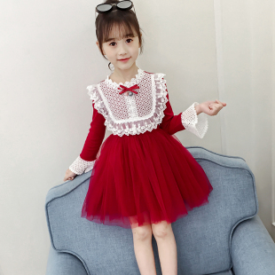 女童春秋装洋气连衣裙宝宝3两2三4四5五6六7岁小学生女孩公主裙子