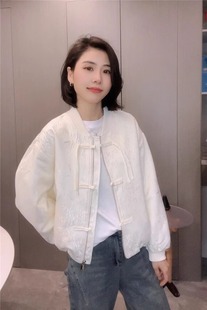 棒球服外套女短款春季2024韩版宽松高级感国风中式小个子洋气上衣