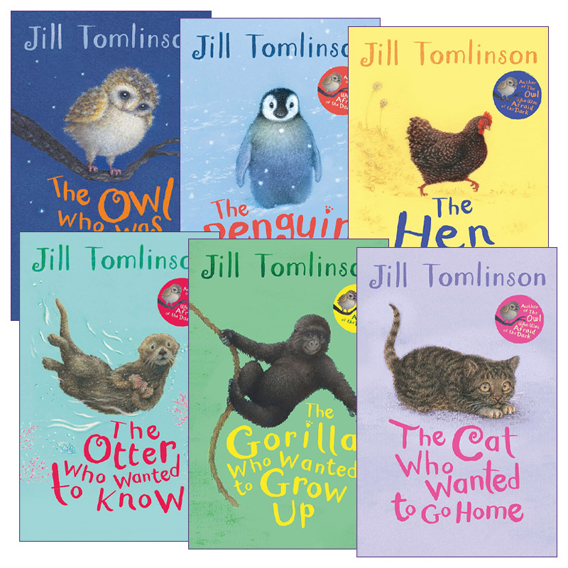 吉尔·汤姆林森动物绘本6册 英文原版 Jill Tomlinson 好奇的企鹅 怕黑的猫头鹰 不肯放弃的母鸡 想家的小猫 英文版 进口原版书籍