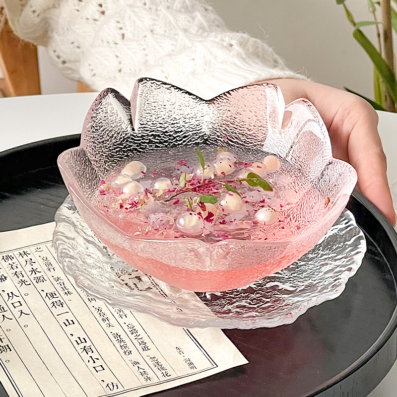 新中式玻璃甜品碗碟套装围炉冰茶糖水