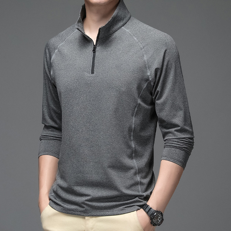 立领半拉链卫衣男