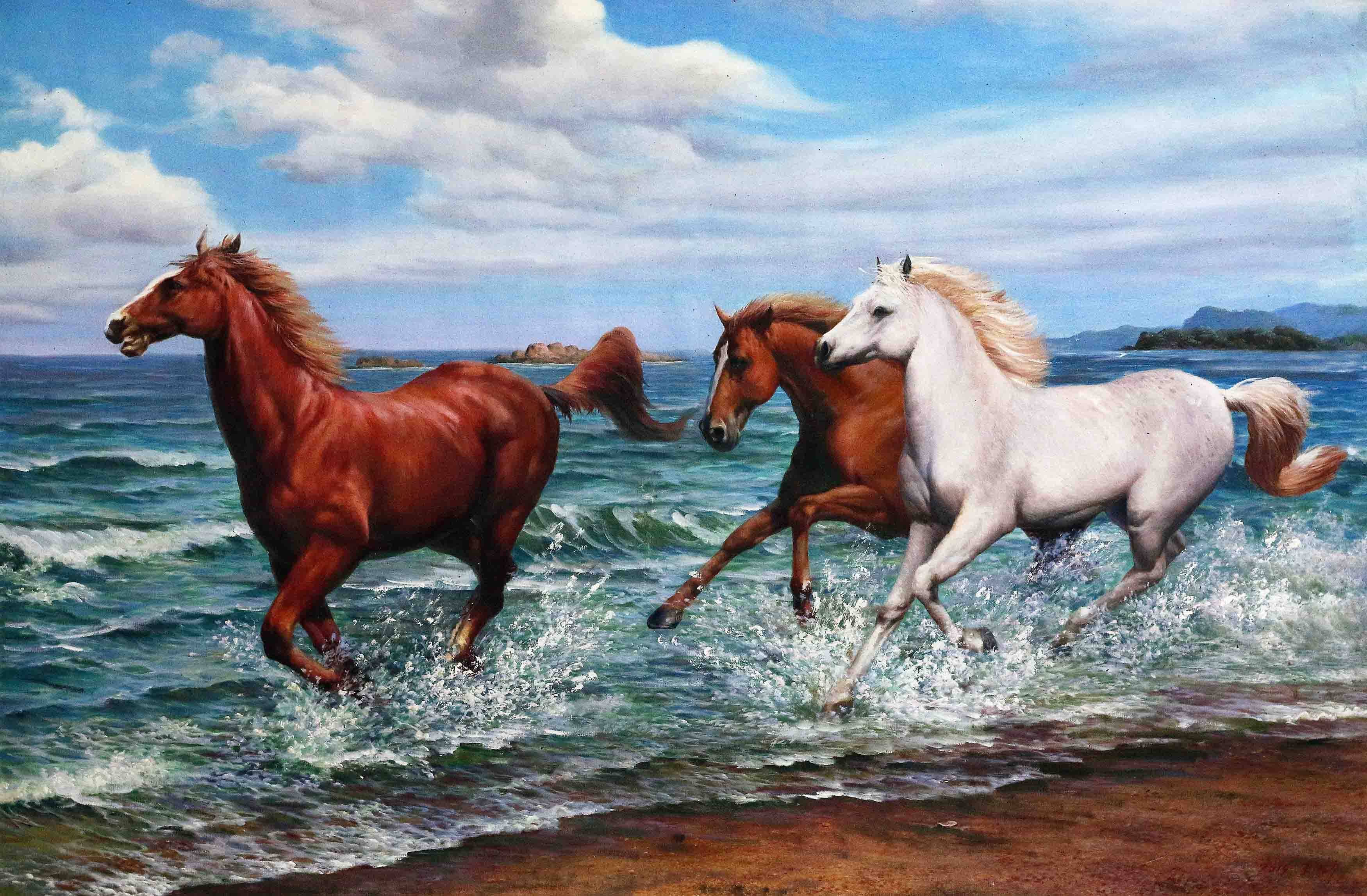 赵明秀《奔腾》(朝鲜)万寿台创作社 朝鲜一级画家