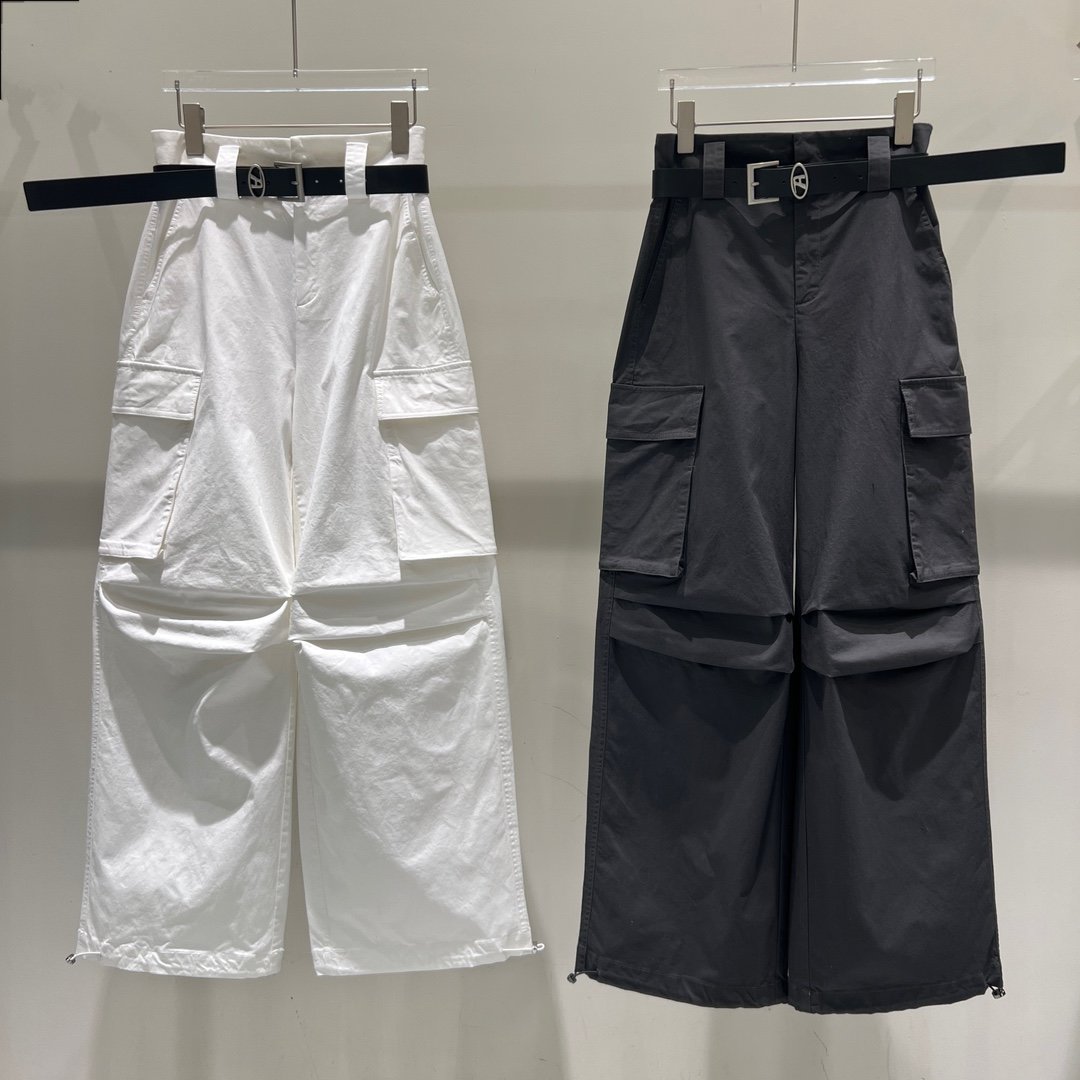 艾诺丝港湾2024年春季新款时尚直筒白色工装女长裤休闲裤40213021