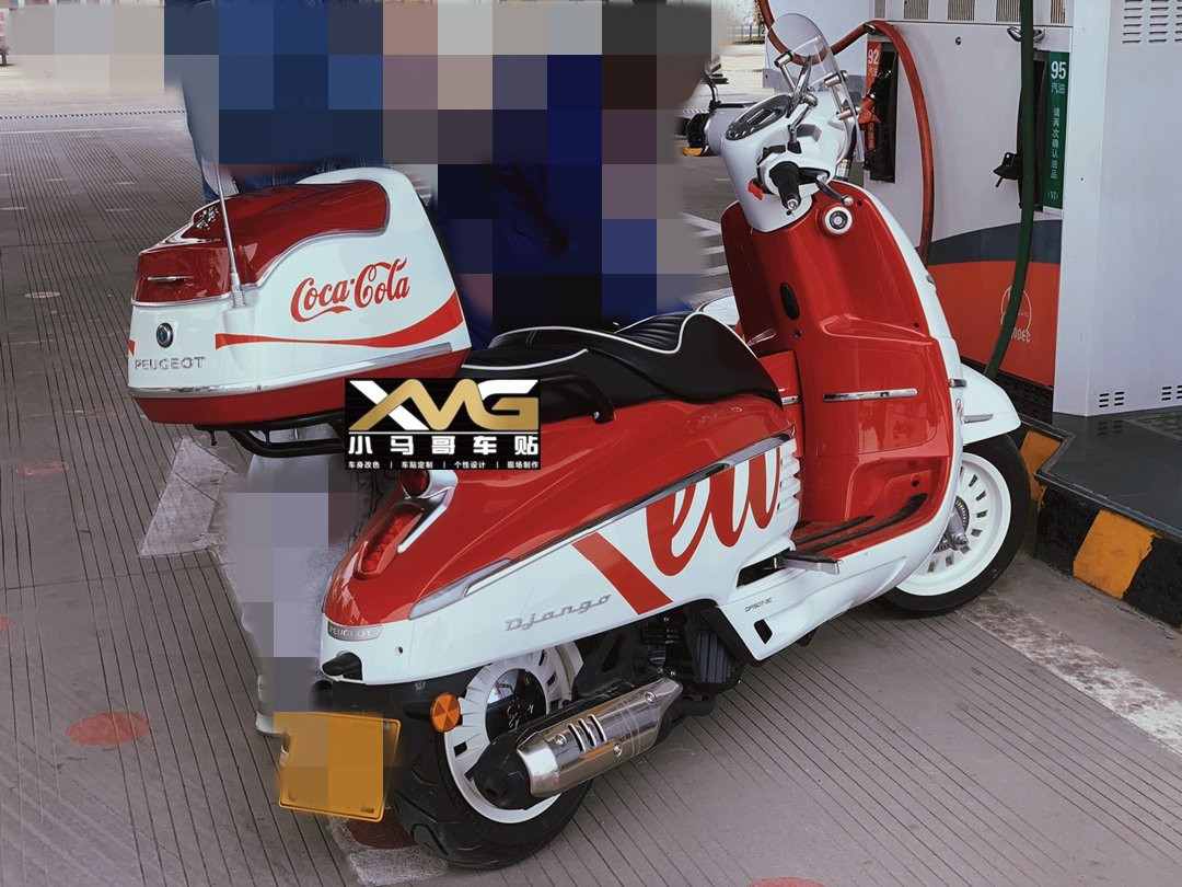 姜戈尾箱原厂vespara姜戈150可乐改装车贴摩托车尾箱贴花可口可乐