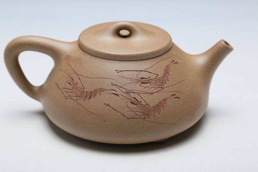 大师谭泉海门徒 陶刻高手 周腾亮 石瓢壶 320cc 原矿段泥