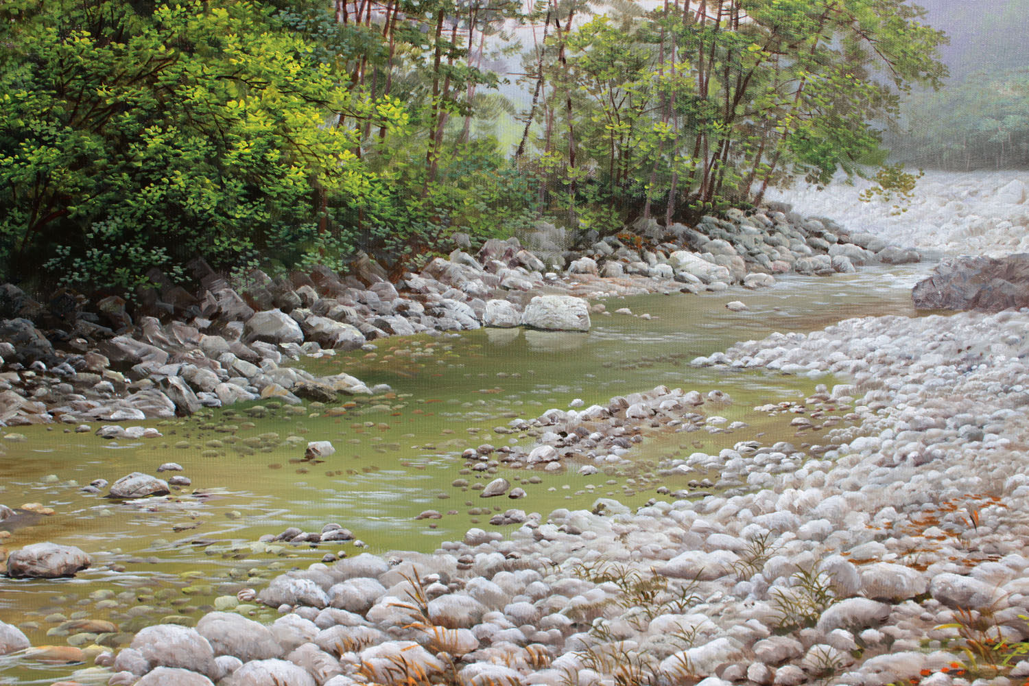 朝鲜名家 男哲《河边的鹅卵石》名家力作【白头山出品】