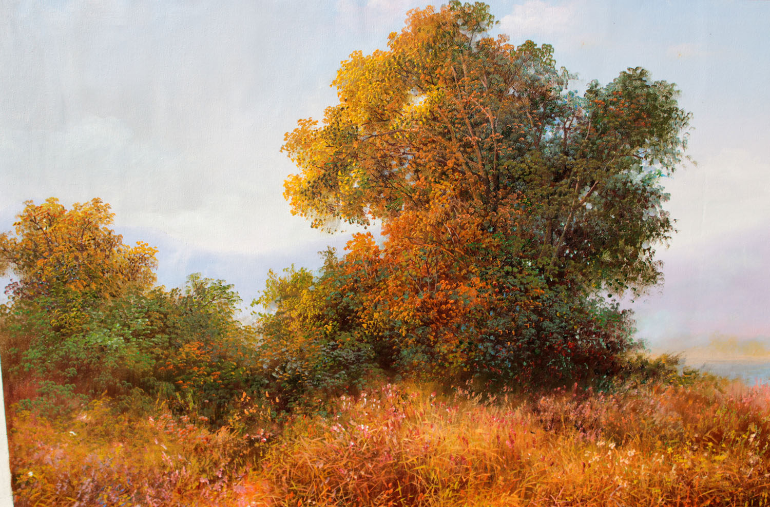 朝鲜功勋艺术家 江恩主《秋天》名家油画 白头山出品