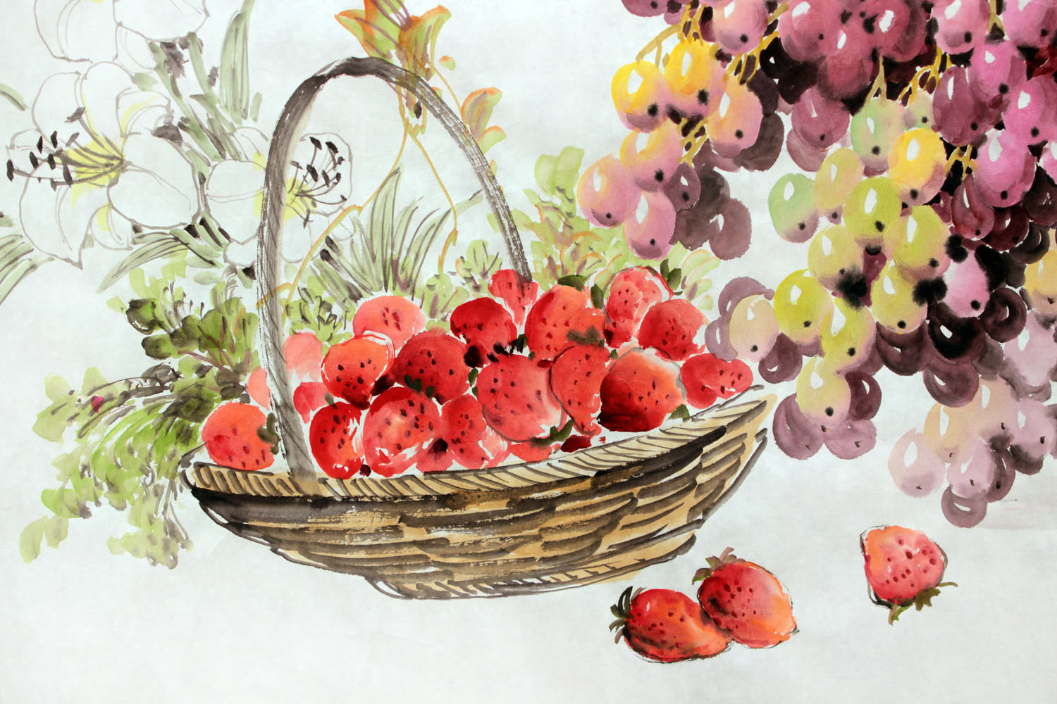 许贤花《水果香气》朝鲜名家国画【白头山出品】