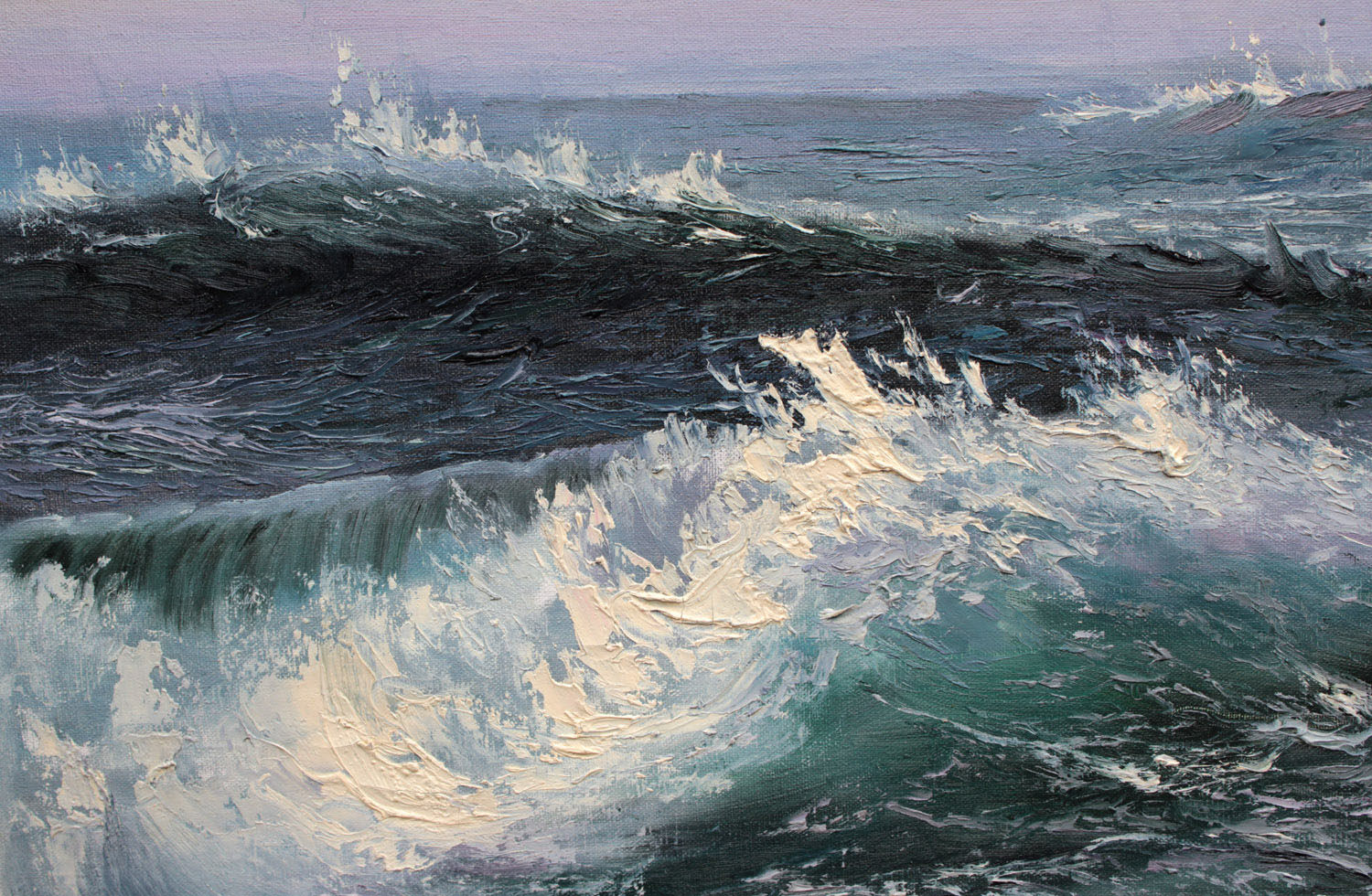 贤明《海浪》朝鲜名家油画【白头山出品】