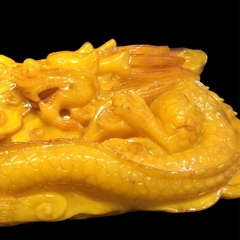 天然精品琥珀蜜蜡大摆件 龙章麟角 吉祥如意 181.52克 0958
