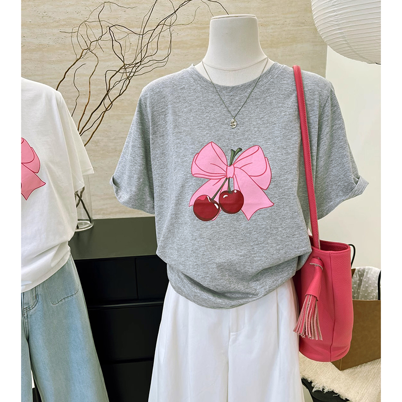 5152#  韩国东大门新款纯棉大码女装印花短袖T恤女