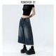 Forever 21美式复古水洗做旧七分阔腿牛仔短裤女夏新款八分直筒裤