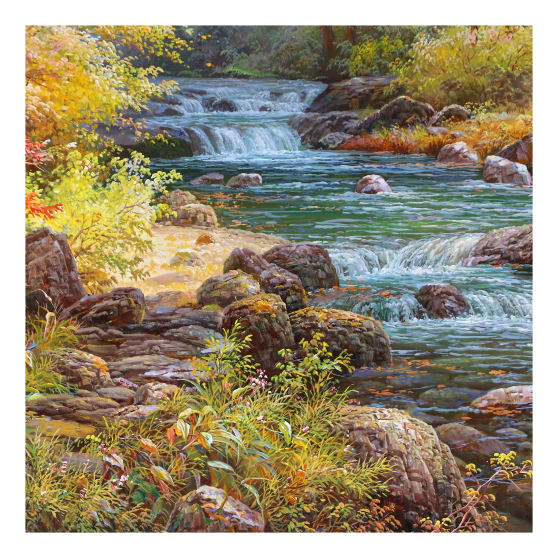 (朝鲜)季衡恩《森林秋景》白虎创作社 大卫画廊