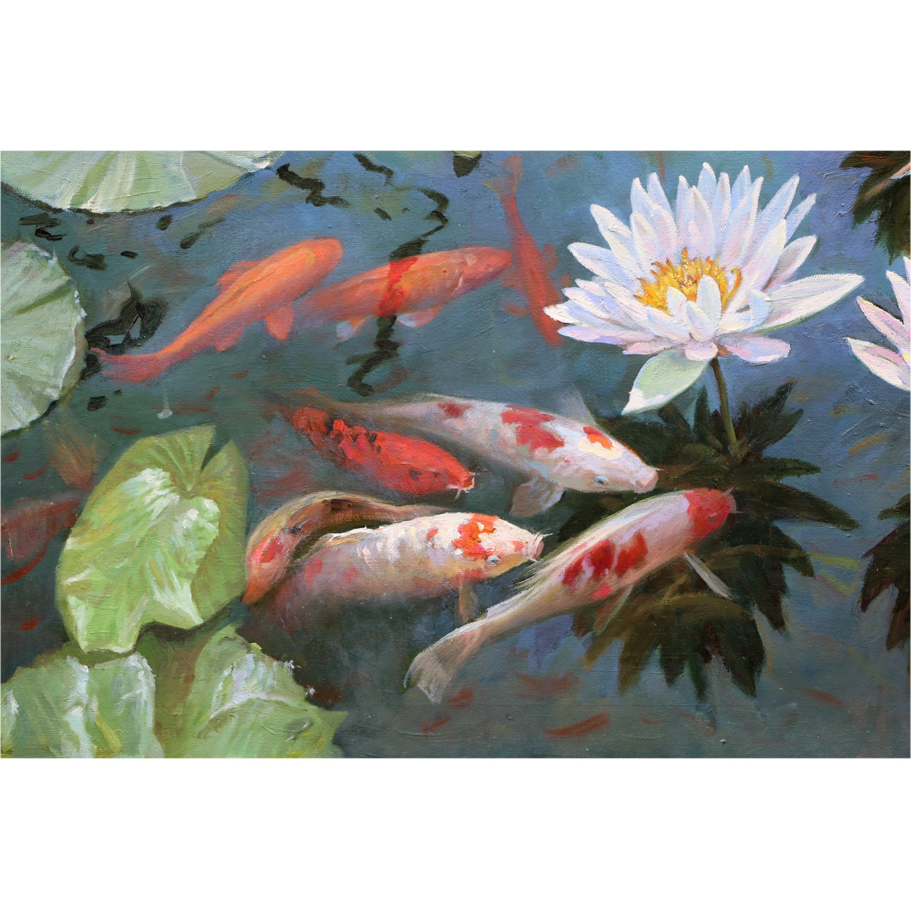 (朝鲜)李五英《莲花锦鲤》中央美术创作社